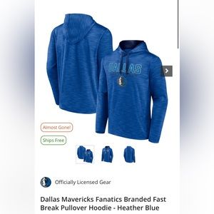Dallas Mavericks Fanatics Branded Fast Break Pullover Hoodie - Heather Blue